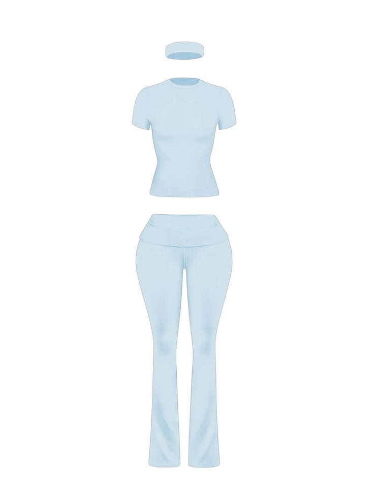 Baby Blue 3 Piece Fold Over Set