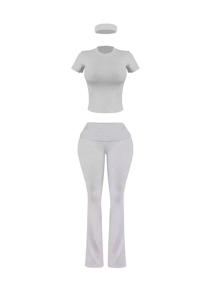 Grey 3 Piece Fold Over Set